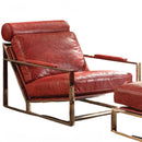 Quinto - Accent Chair - Antique Red Top Grain Leather & Stainless Steel