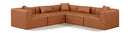 Cube - 5 Piece Modular Corner Sectional - Cognac