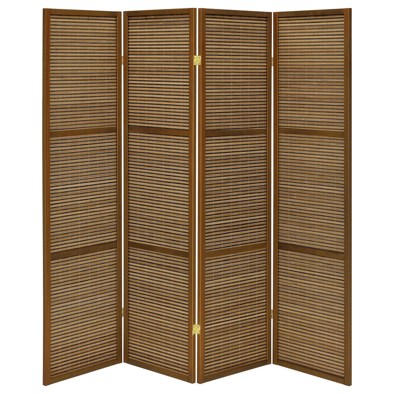 Browning - 4-Panel Bamboo Room Divider Folding Screen - Walnut