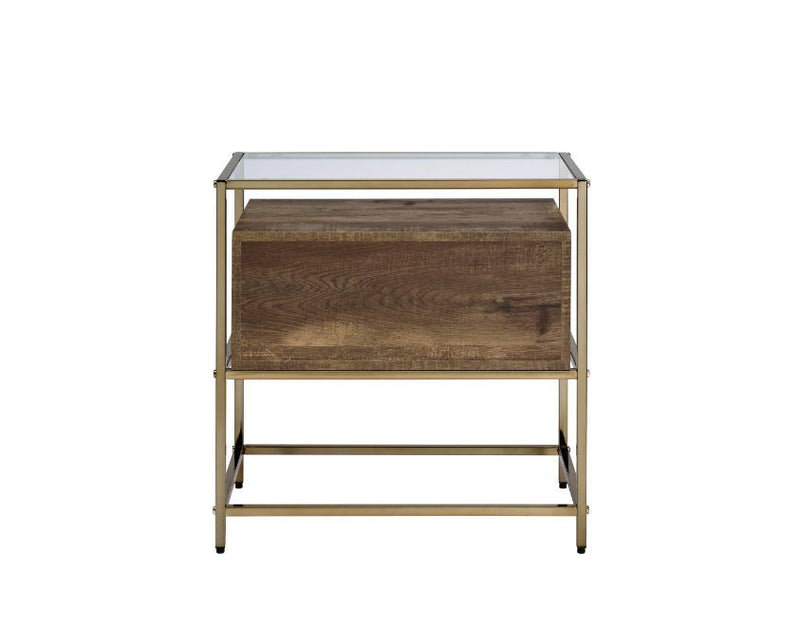 Knave - Accent Table - Walnut & Champagne