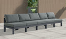 Nizuc - Outdoor Patio 5 Seat Modular Armless Sofa With Gray Frame