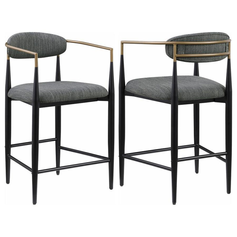 Tina - Metal Counter Height Bar Stool With Upholstered Back And Seat (Set of 2)