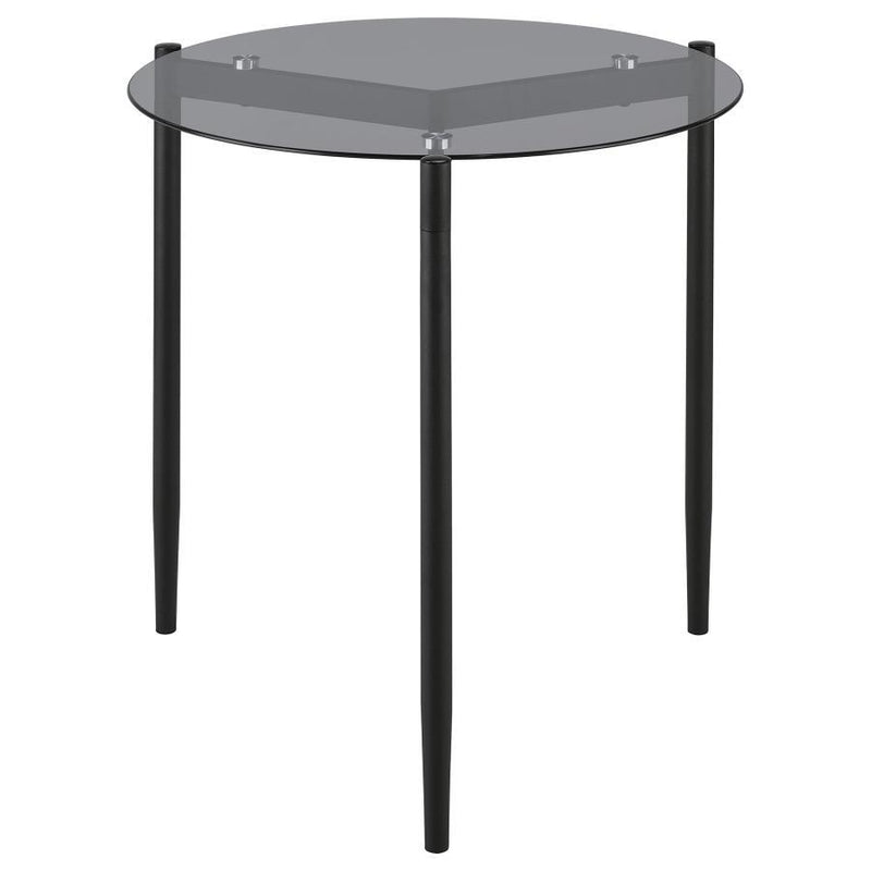 Rosalie - Round Smoked Glass Top End Table - Sandy Black