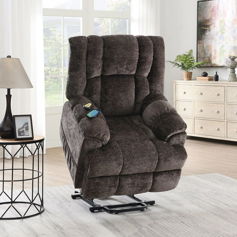 Pacay - Power Recliner With Lift & Heating & Massage - Brown