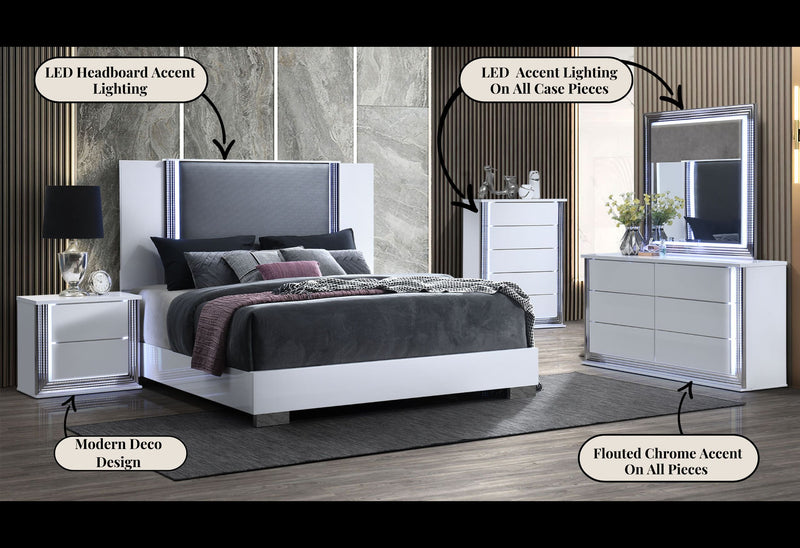 Ylime - 5 Piece Queen Bedroom Set - Smooth White