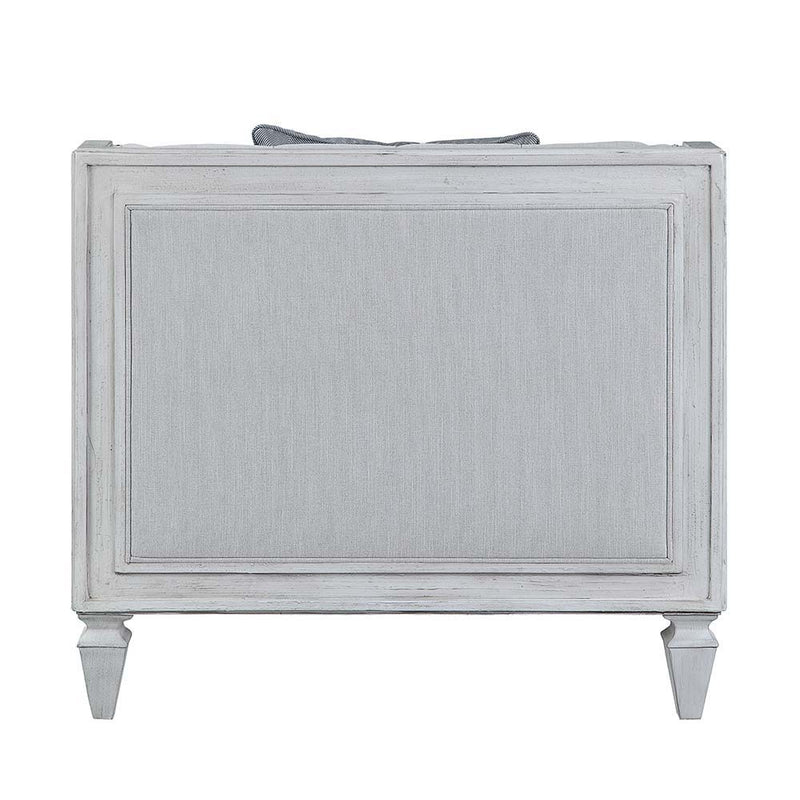 Katia - Chair - Light Gray Linen & Weathered White Finish