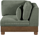 Turin - Chenille Fabric Upholstered Modular Corner Chair - Walnut Base