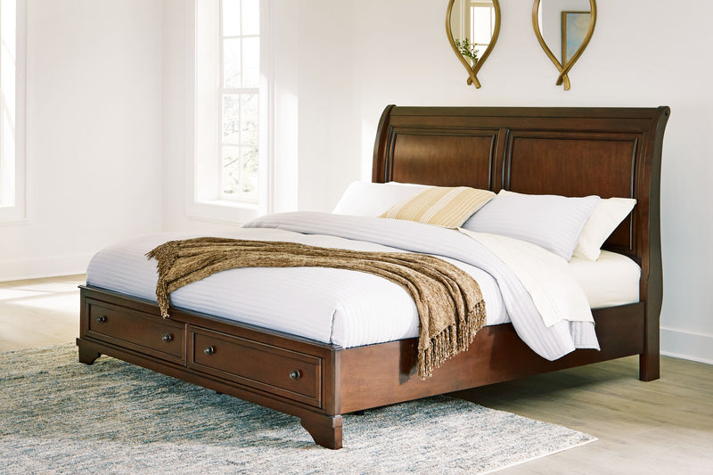 Trellington - Brown - Queen Sleigh Storage Bed