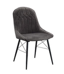 Abraham - Side Chair (Set of 2) - Dark Gray Fabric & Black
