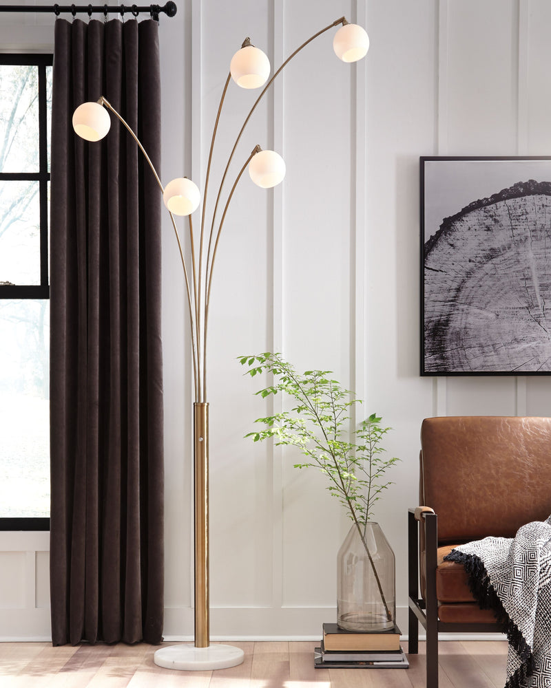 Taliya - Champagne / White - Metal Arc Lamp