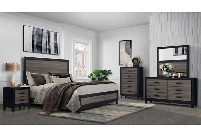 Lisbon - 5 Piece King Bedroom Set - Gray / Black