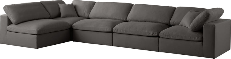 Plush - Velvet Standart Comfort Modular Sectional 5 Piece - Grey