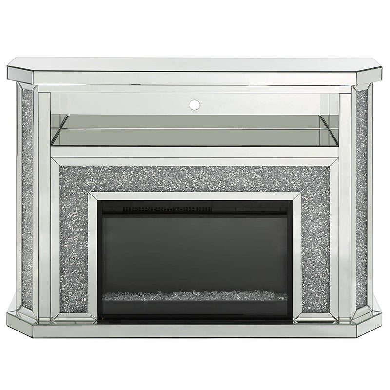 Noralie - 51" Fireplace With LED - Mirrored & Faux Diamonds