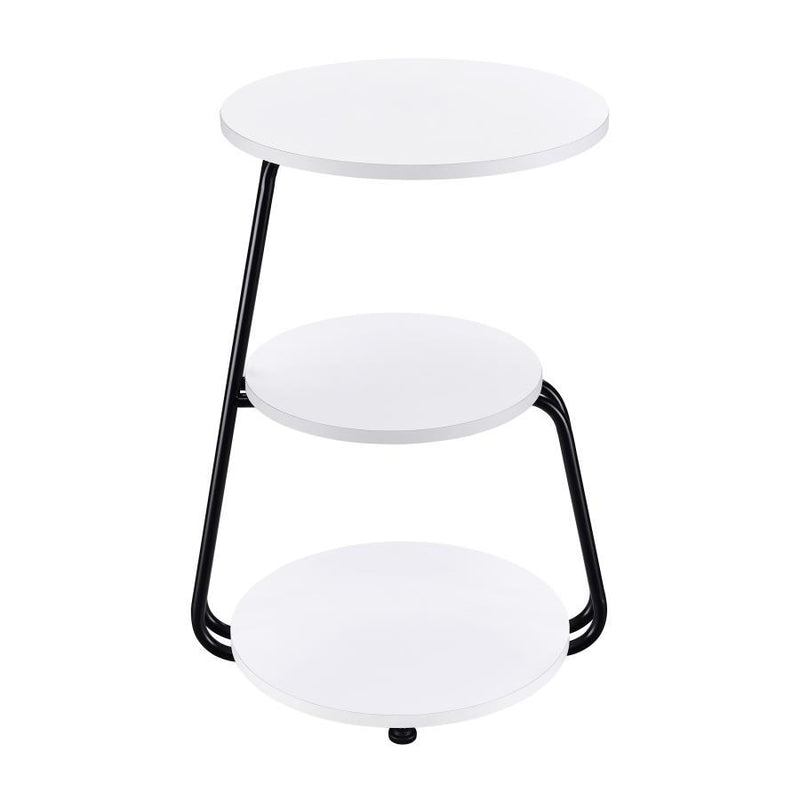 Hilly - 3-Tier Round Accent Side Table - White And Black