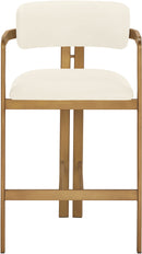 Aurum - Vegan Leather Upholstered Counter Stool With Brushed Brass Base