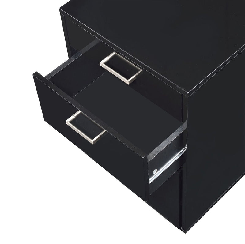 Coleen - File Cabinet - Black High Gloss & Chrome