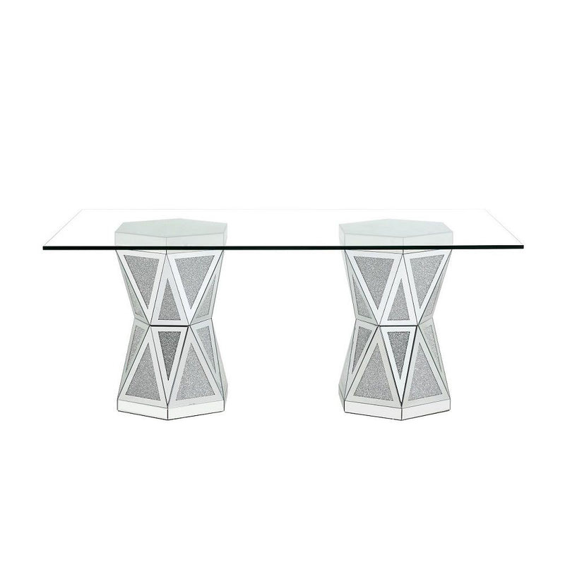 Noralie - 71" X 39" Dining Table - Mirrored & Faux Diamonds