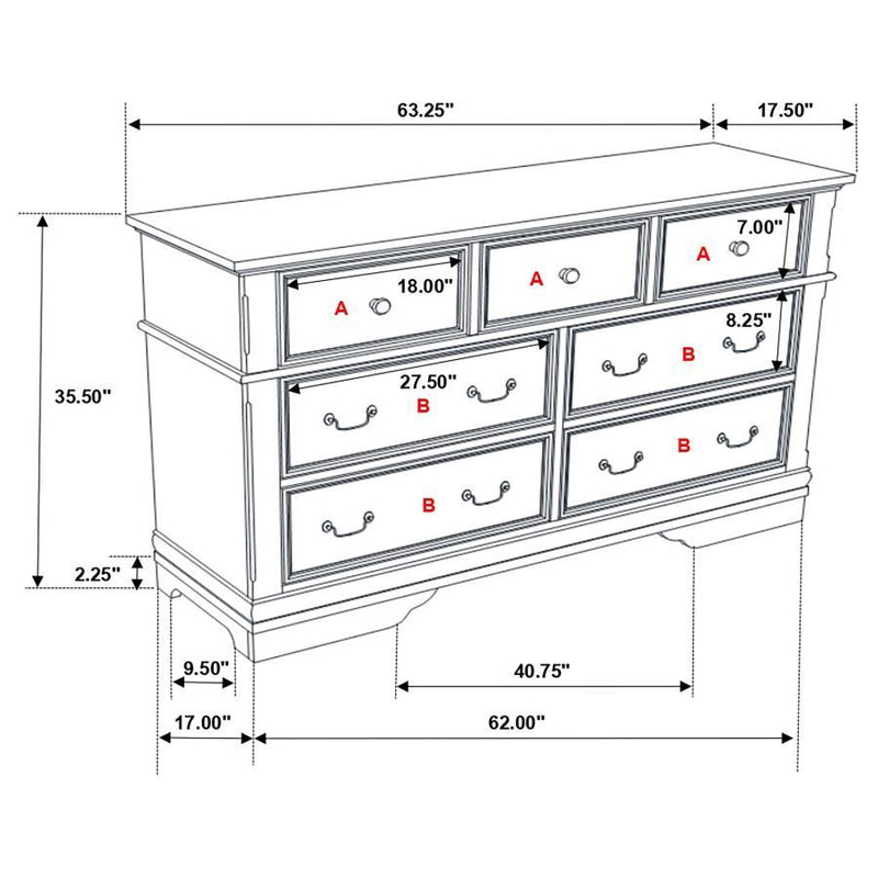 Manchester - 7-Drawer Dresser - Wheat Brown