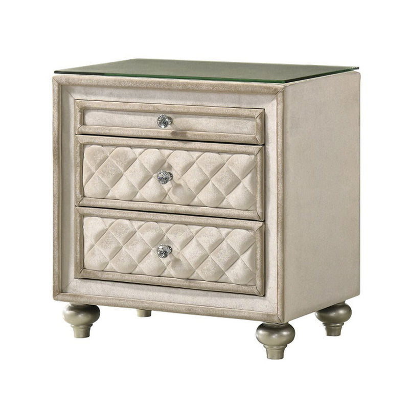 Lucienne - Nightstand - Beige Velvet