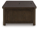 Breckington - Cocktail Table With Storage - Dark Brown