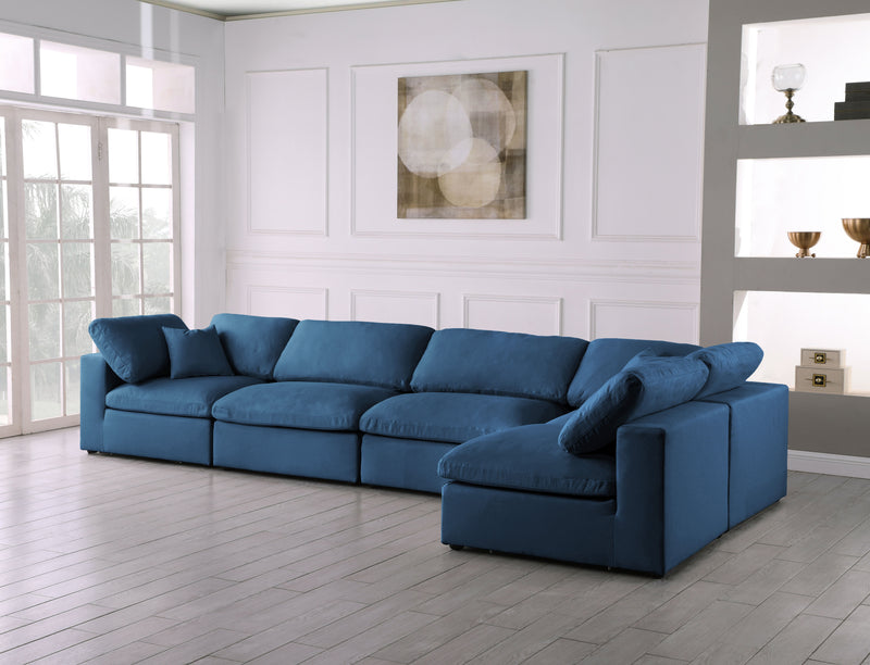 Plush - Velvet Standart Comfort Modular Sectional 5 Piece - Navy