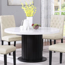 Sherry - Round Marble Top Dining Table - Rustic Espresso