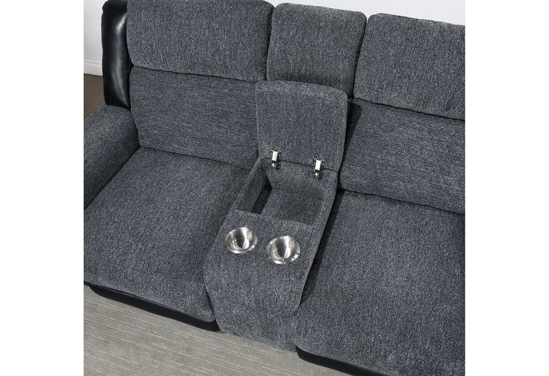 U5914 - Reclining Sofa / Console Reclining Loveseat - Gray / Black