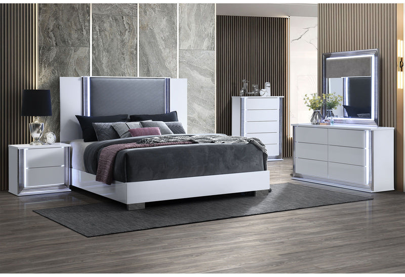 Ylime - 5 Piece King Bedroom Set (Bed With Vanity Set) - White