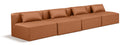 Cube - Modular 4 Piece Armless Sofa - Cognac