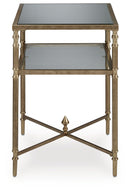 Cloverty - Rectangular End Table - Aged Gold Finish