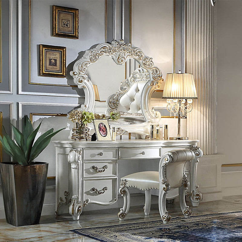 Vendome - Dresser - Beige PU & Antique Silver Finish