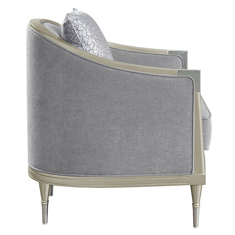 Fernando - Chair With Pillow - Gray Chenille & Champagne