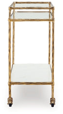 Plattfield - Bar Cart - Antique Gold Finish
