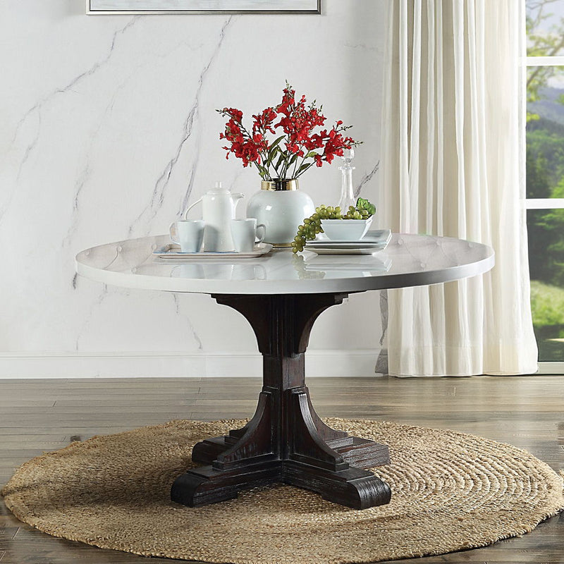 Gerardo - Dining Table - White Marble Top & Weathered Espresso