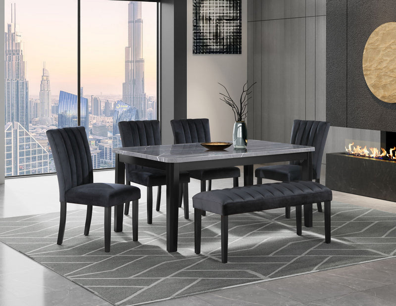 D8685 Dining Table, Four D8685 Dining Chairs And D8685 Bench - Black