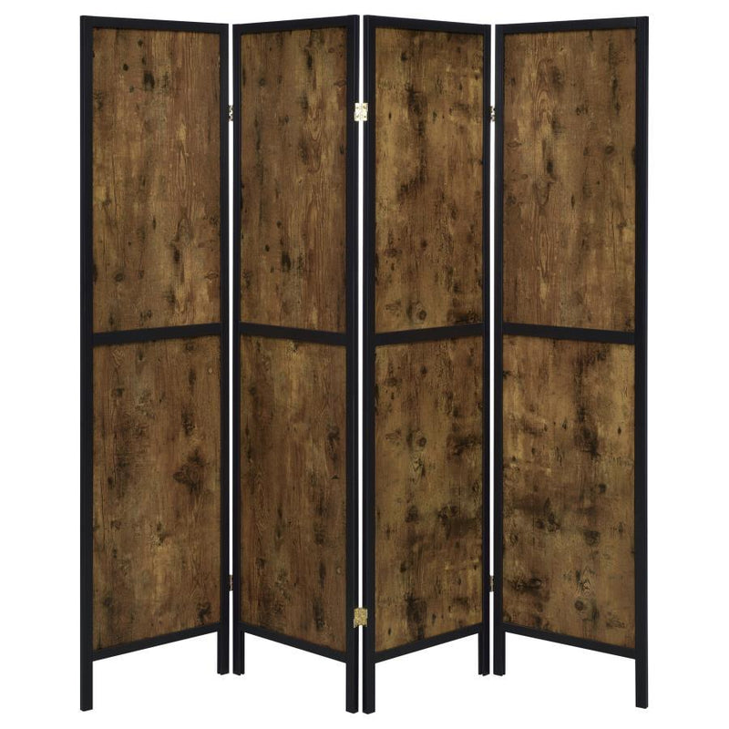 Deepika - 4-Panel Room Divider Folding Screen - Rustic Nutmeg