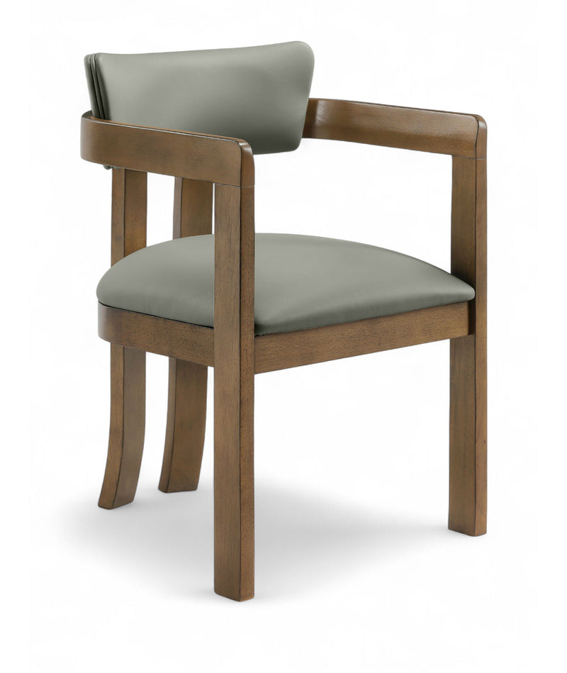 Lavrin - Vegan Leather Upholstered Dining Arm Chair (Set of 2) - Walnut Base