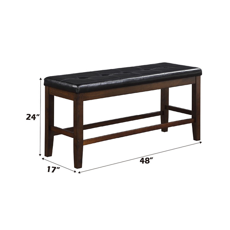 Urbana - Counter Height Bench - Black Synthetic Leather & Espresso
