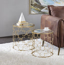 Flowie - Nesting Table Set - Clear Glass Top & Gold