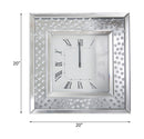 Nysa - Square Wall Clock - Mirrored & Faux Crystals