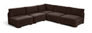 Hammond - Velvet Performance Fabric Upholstered 5 Piece Armless Sectional