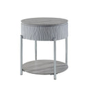 Yukino - End Table - Gray High Gloss & Chrome