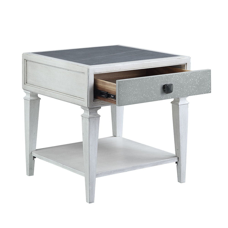 Katia - End Table - Rustic Gray & Weathered White