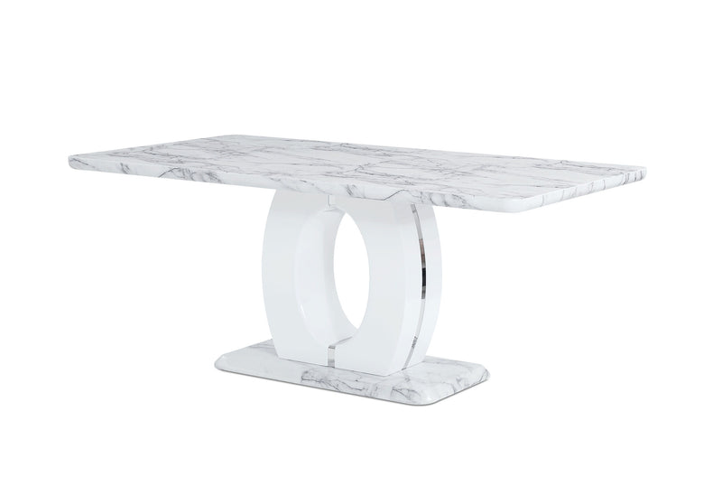 D894 - Dining Table - Light Gray / Silver / White