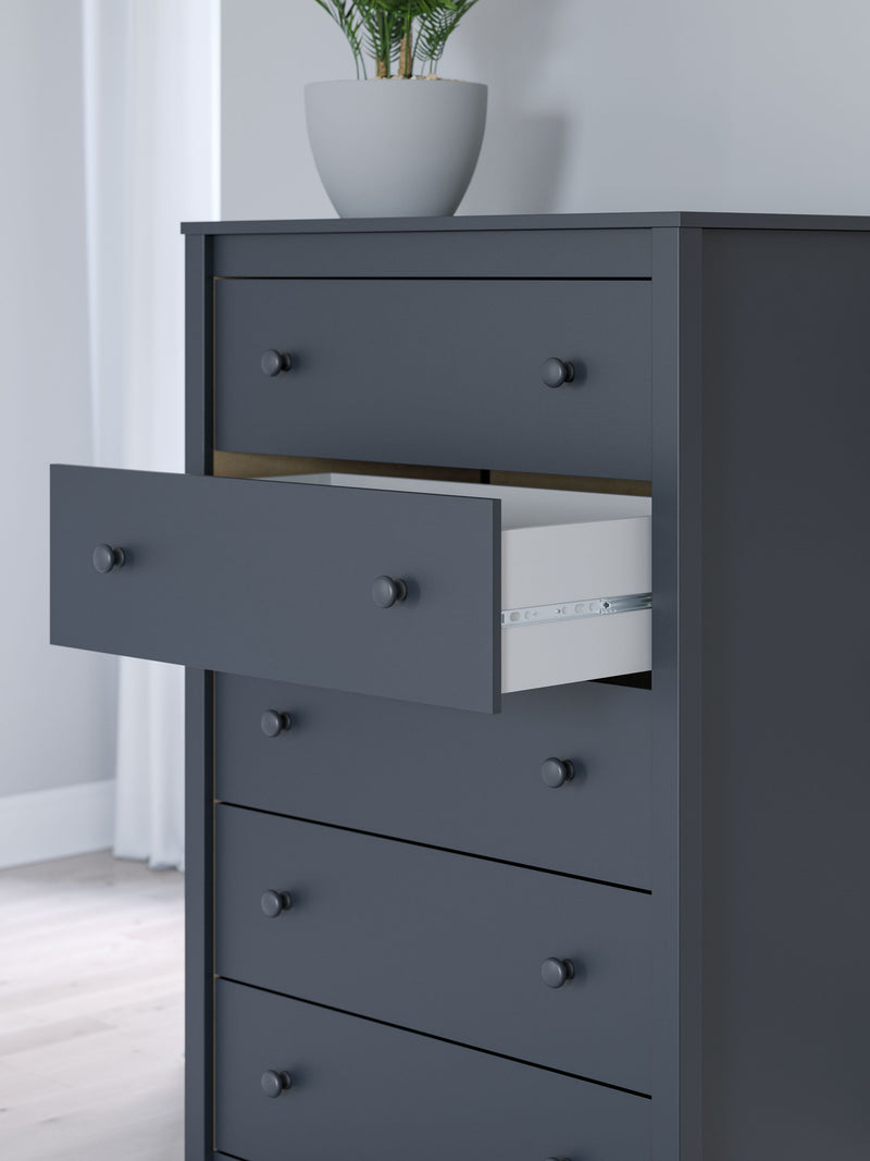 Simmenfort - Navy Blue - Five Drawer Chest