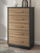 Kozmour - Five Drawer Chest - Black / Brown