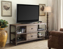 Gorden - TV Stand - Weathered Oak & Antique Silver Metal