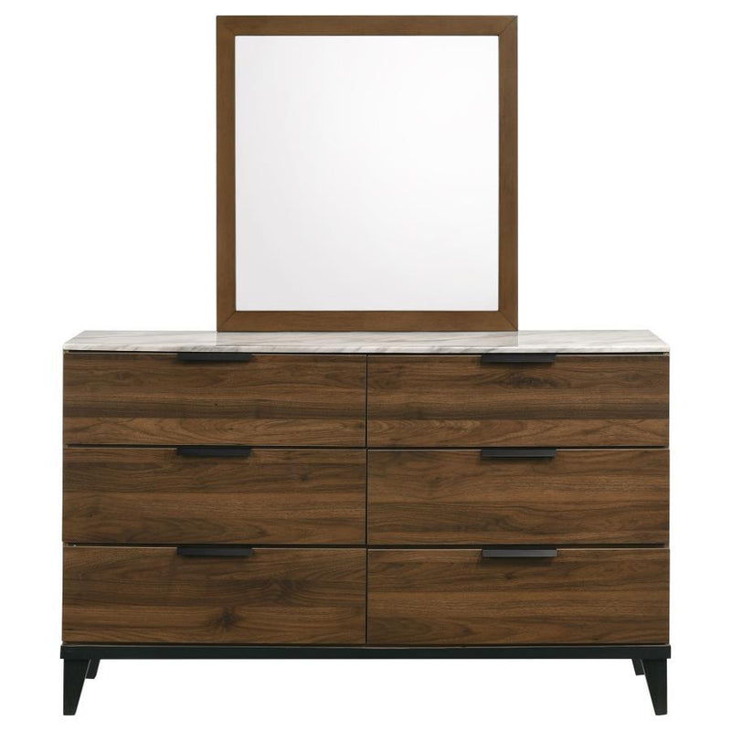 Mays - 6-Drawer Dresser With Mirror - Walnut