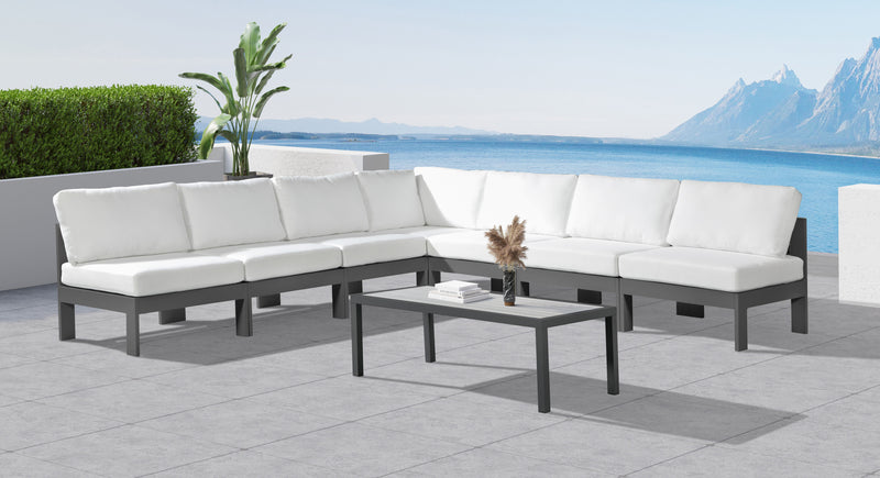 Nizuc - Outdoor Patio Modular Sectional 7 Piece - White - Fabric - Modern & Contemporary