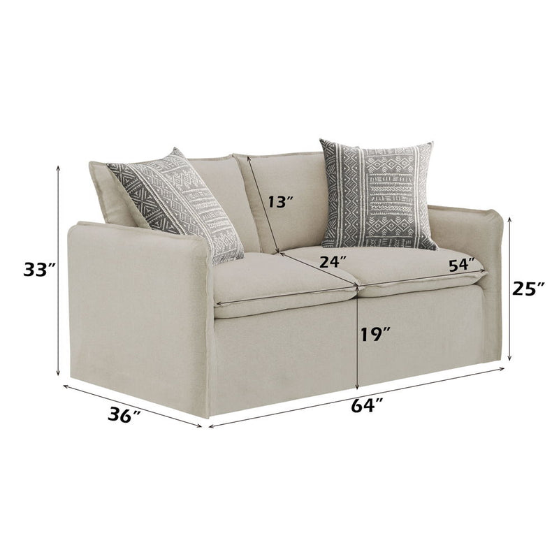Upendo - Loveseat With 2 Pillows - Beige Linen